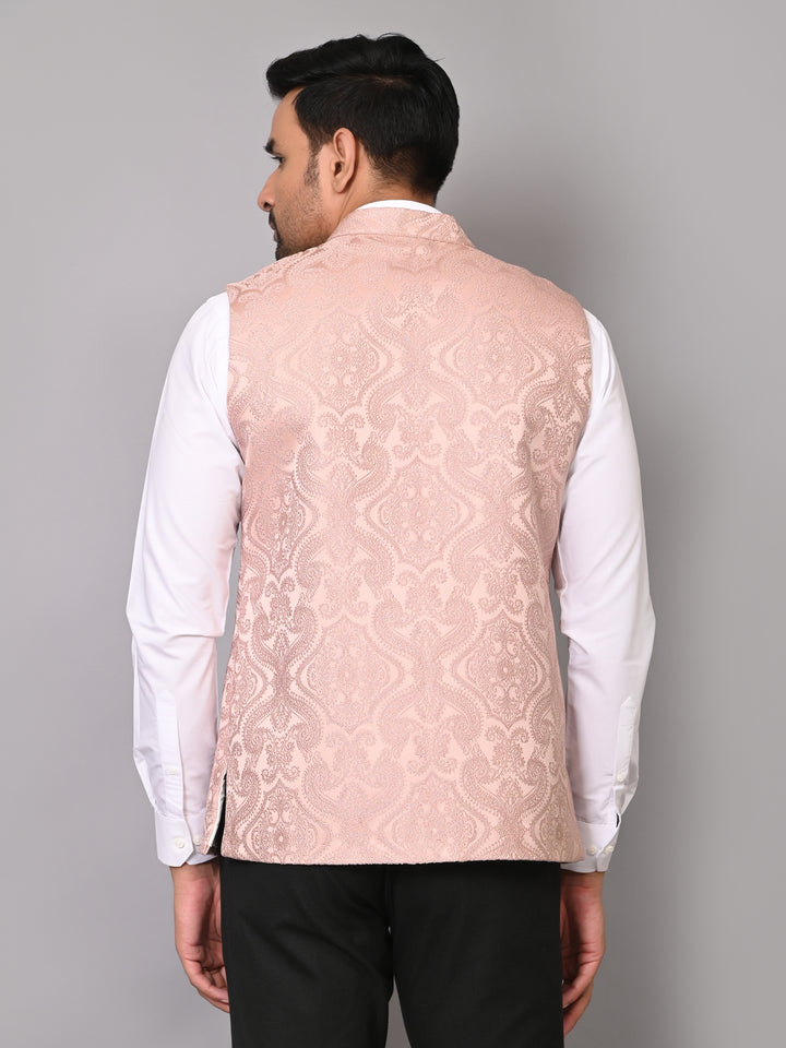 Textured Peach Nehru Jacket - B40575-1005B