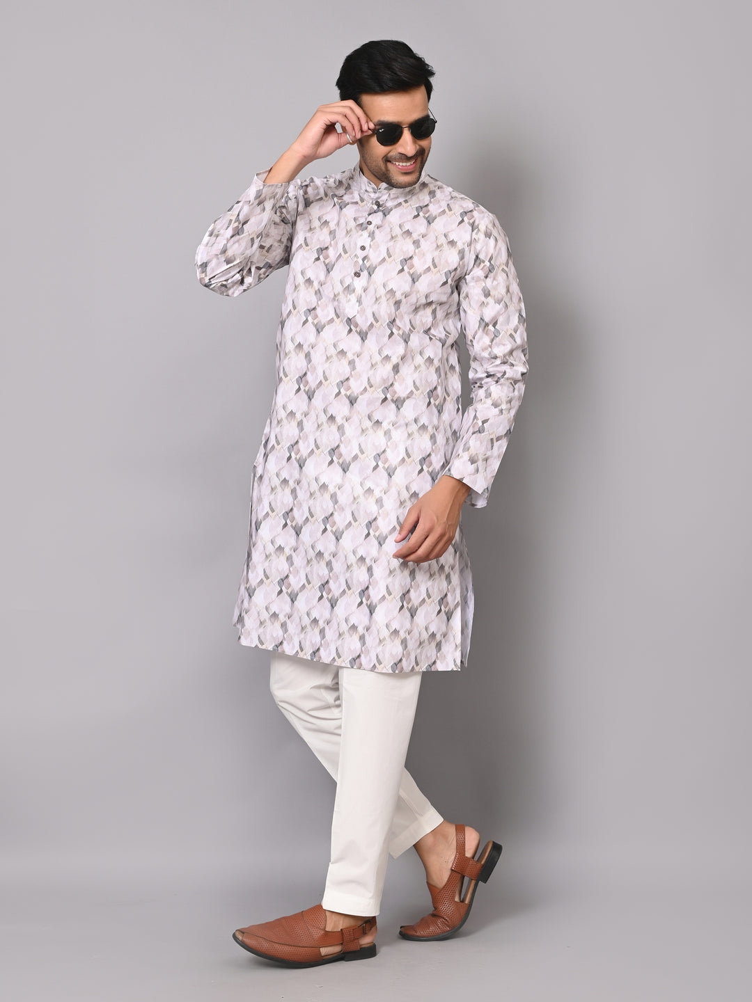 Digital Print Grey Kurta Set - KE39319-26