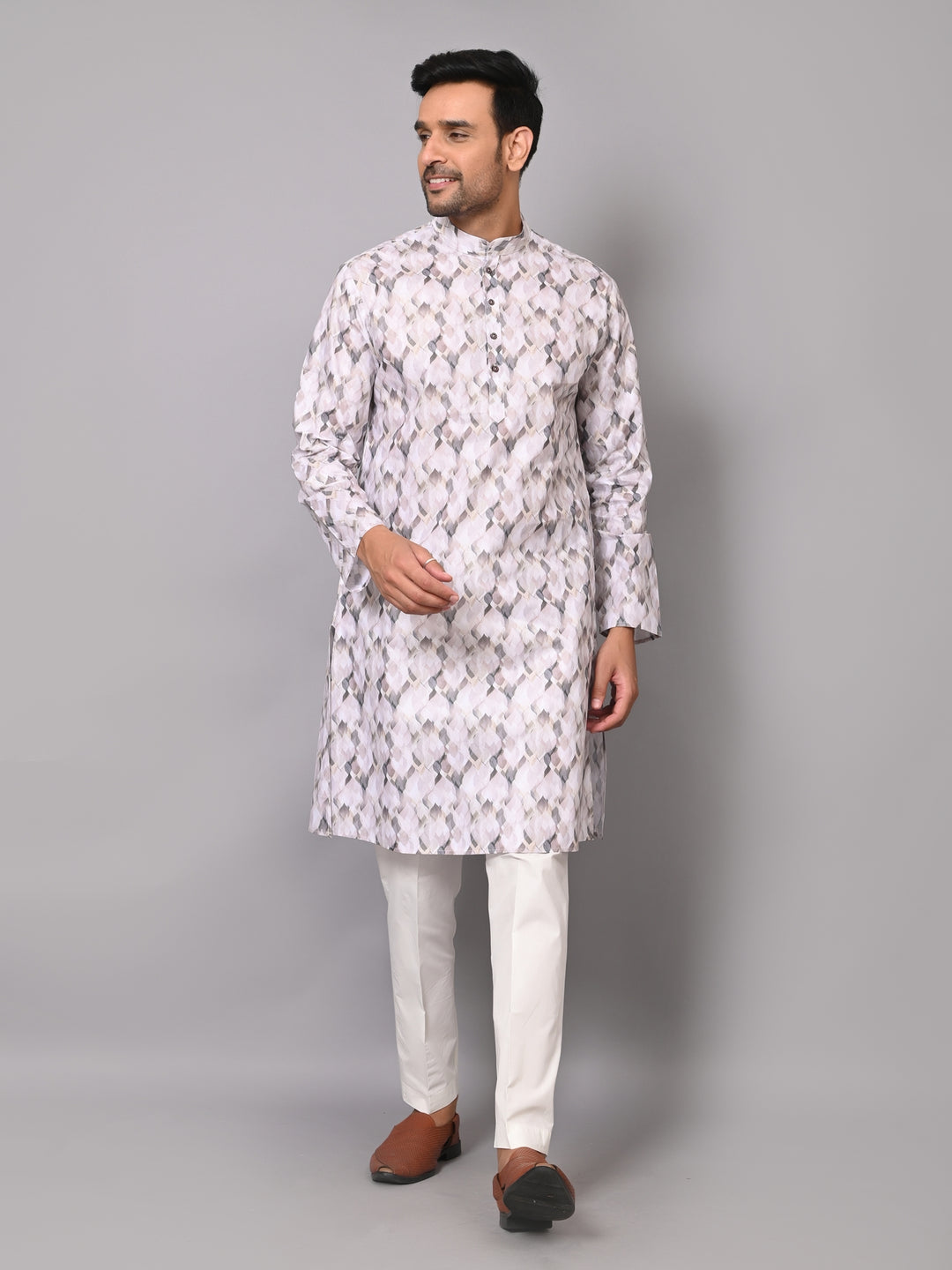 Digital Print Grey Kurta Set - KE39319-26