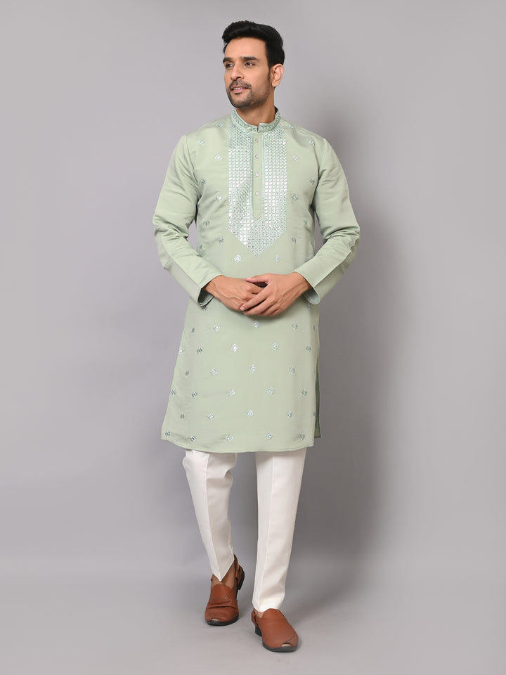 Mirror Work Pista Kurta Set - KM41087-59