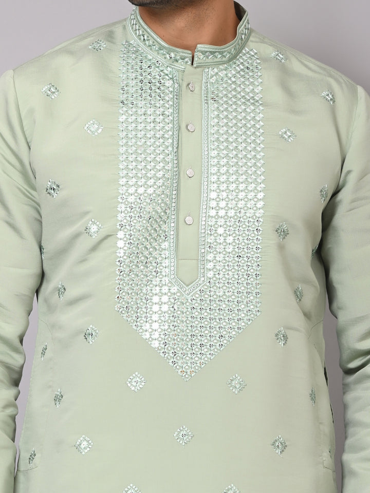 Mirror Work Pista Kurta Set - KM41087-59