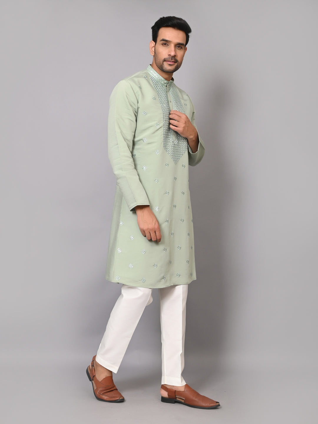 Mirror Work Pista Kurta Set - KM41087-59