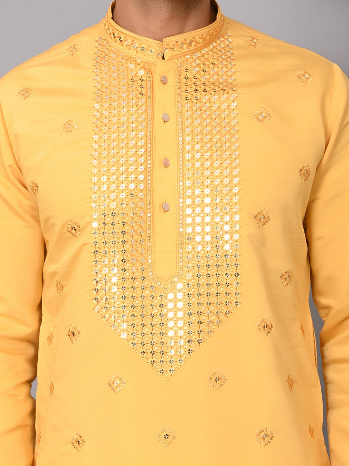 Mirror Work Mustard Kurta Set - KM41087-30