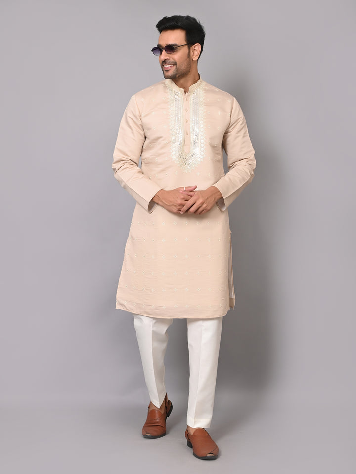 Mirror Work Peach Kurta Set - KM40986-13