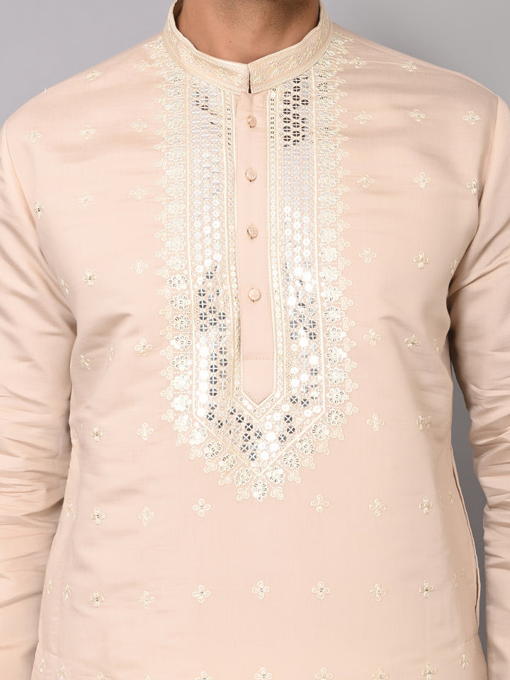 Mirror Work Peach Kurta Set - KM40986-13