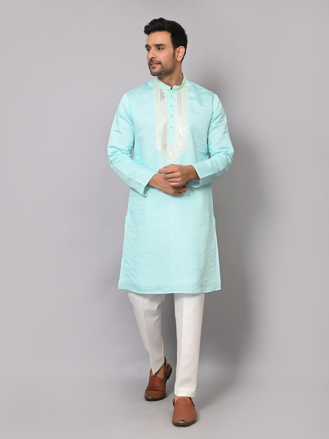 Mirror Work Blue Kurta Set - KM40986-12