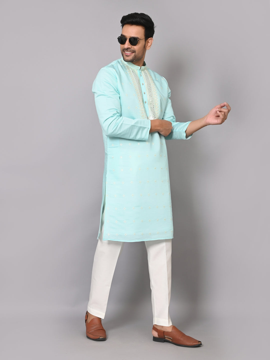 Mirror Work Blue Kurta Set - KM40986-12