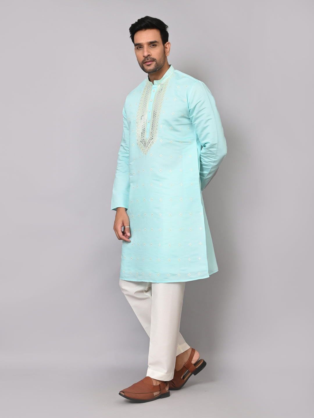 Mirror Work Blue Kurta Set - KM40986-12