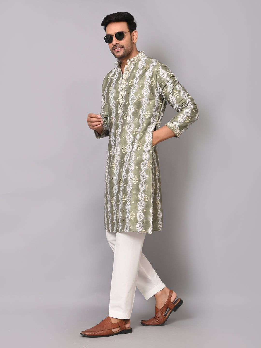 Mirror Work Green Kurta Set - KM40209-19