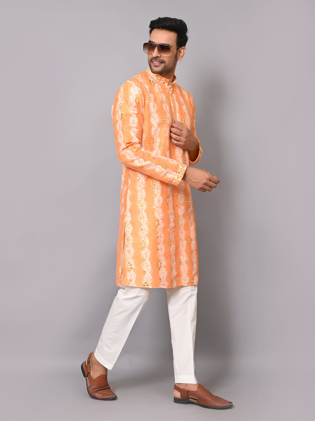 Mirror Work Mustard Kurta Set - KM40209-18