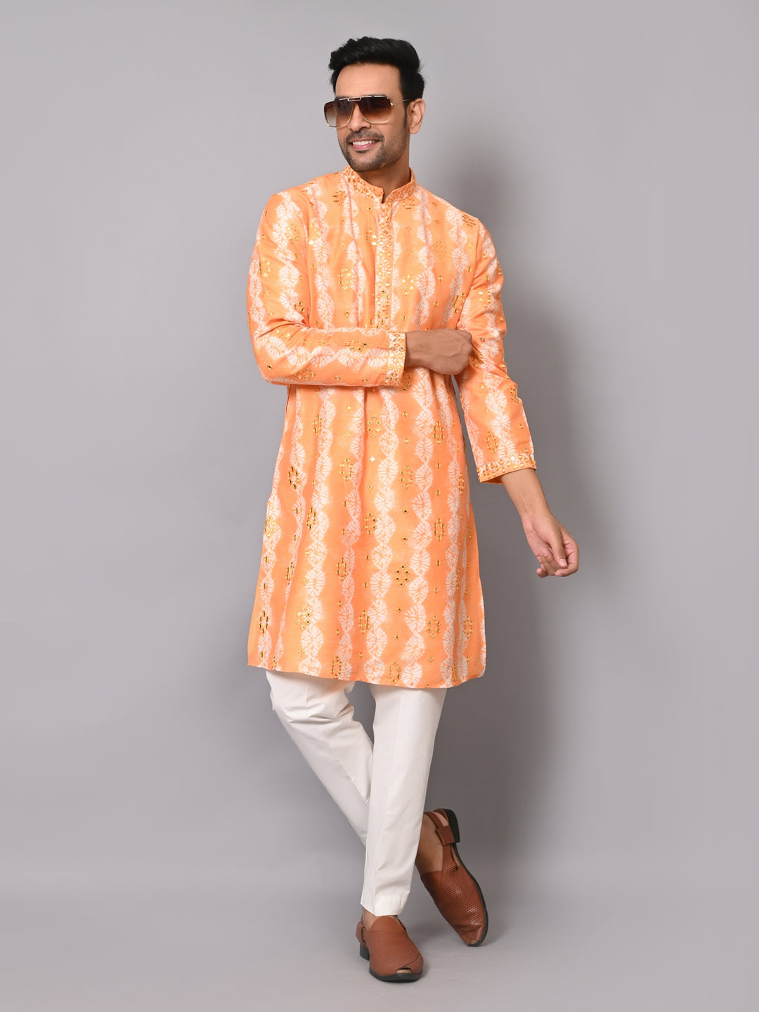 Mirror Work Mustard Kurta Set - KM40209-18