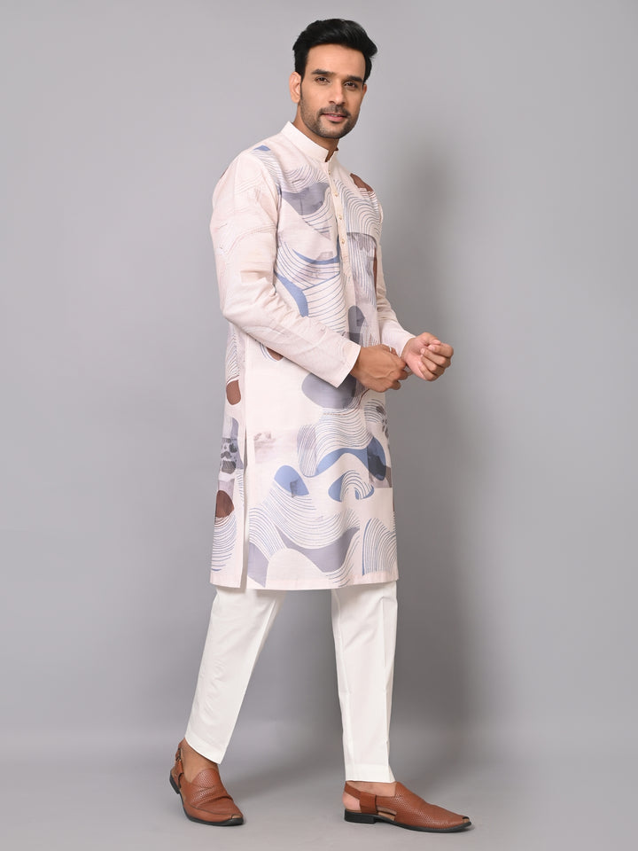 Digital Print Cream Kurta Set - KM40166-11