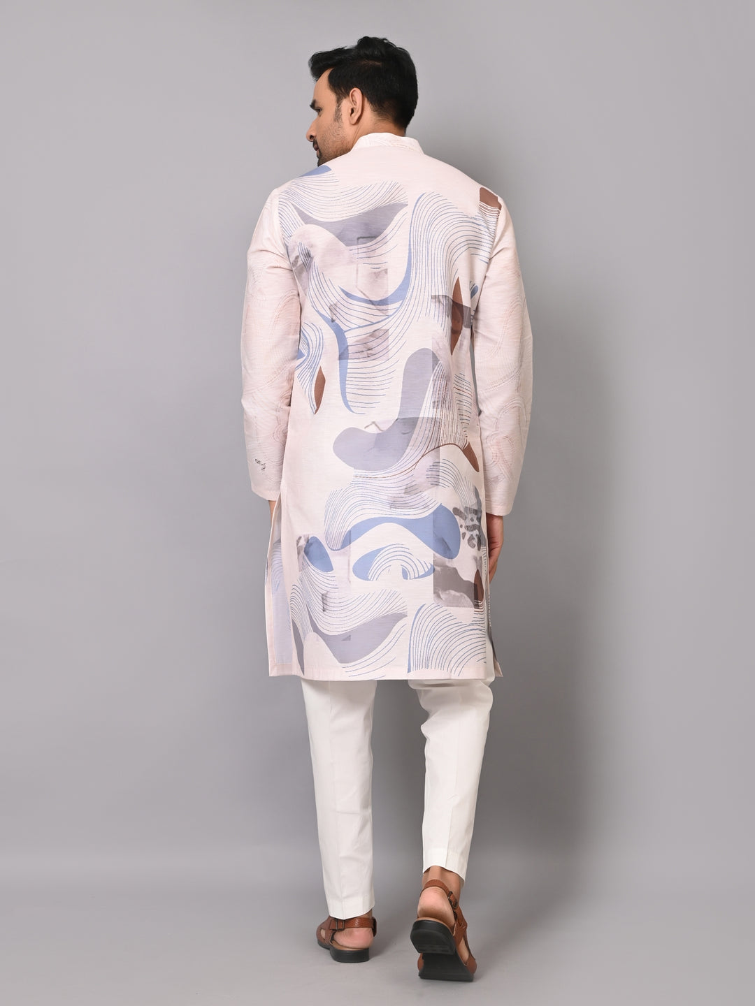 Digital Print Cream Kurta Set - KM40166-11