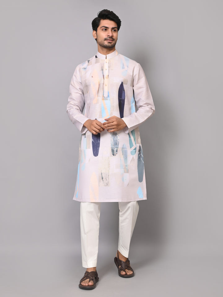 Digital Print Grey Kurta Set - KM40163-105