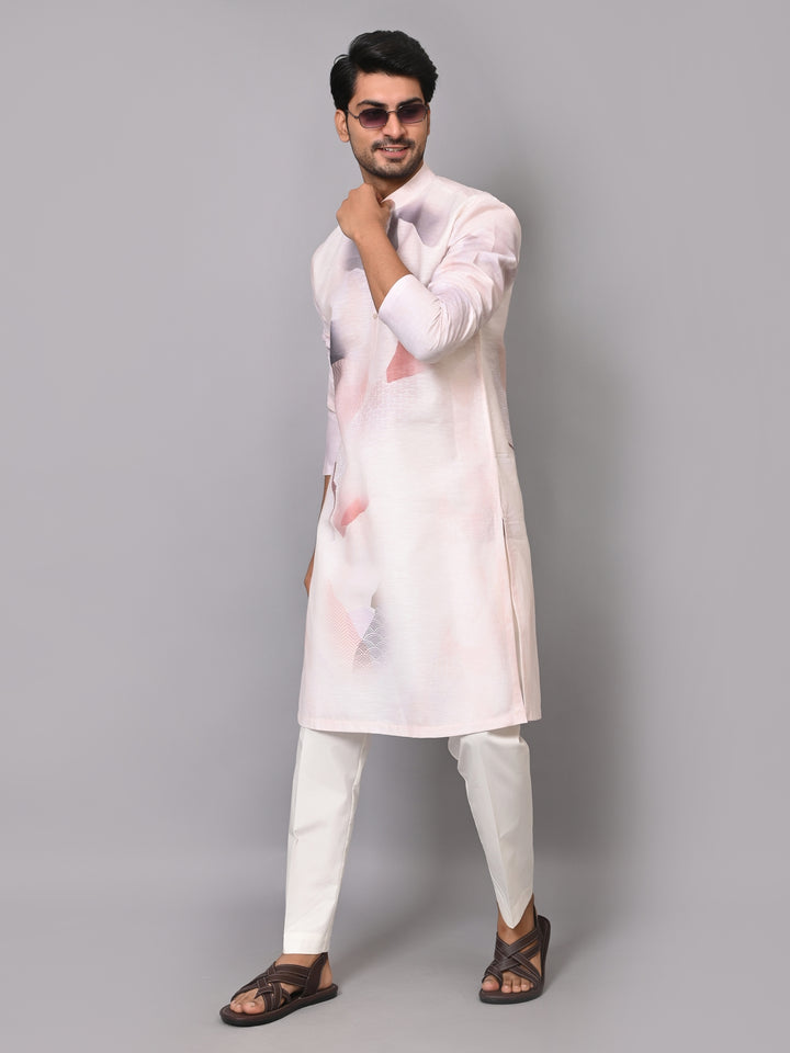 Digital Print Cream Kurta Set - KM40086-18