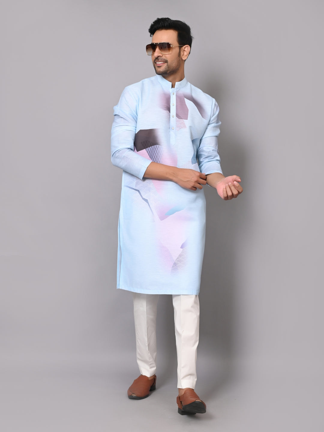 Digital Print Blue Kurta Set - KM40086-17