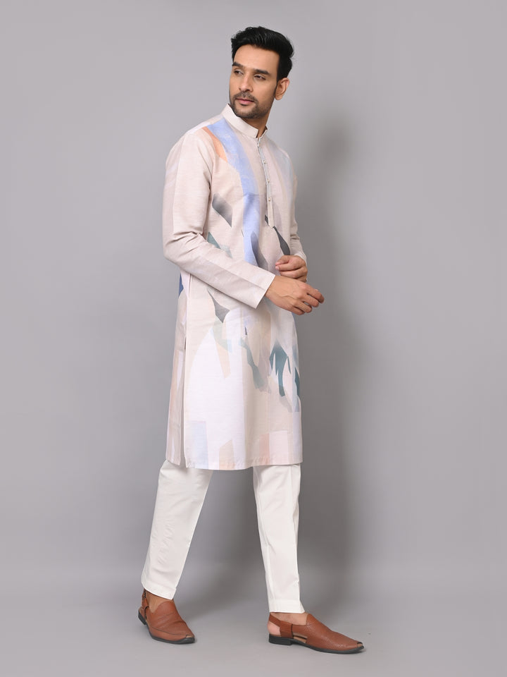 Digital Print Cream Kurta Set - KM40083-106