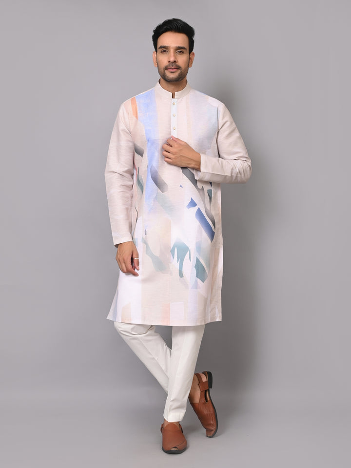 Digital Print Cream Kurta Set - KM40083-106