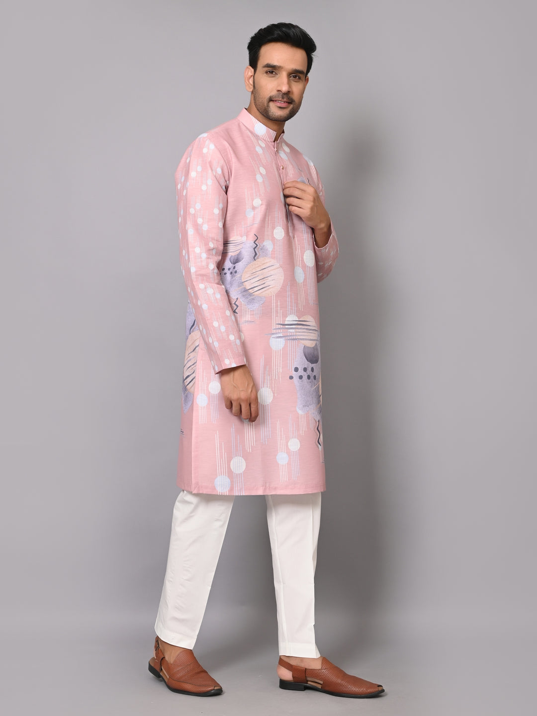 Digital Print Peach Kurta Set - KM40081-28