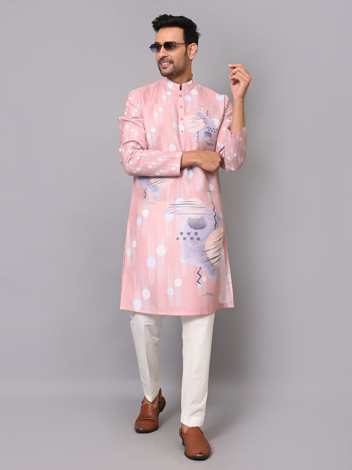 Digital Print Peach Kurta Set - KM40081-28