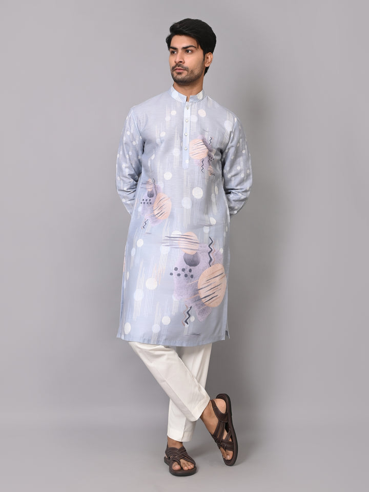 Digital Print Grey Kurta Set - KM40081-10