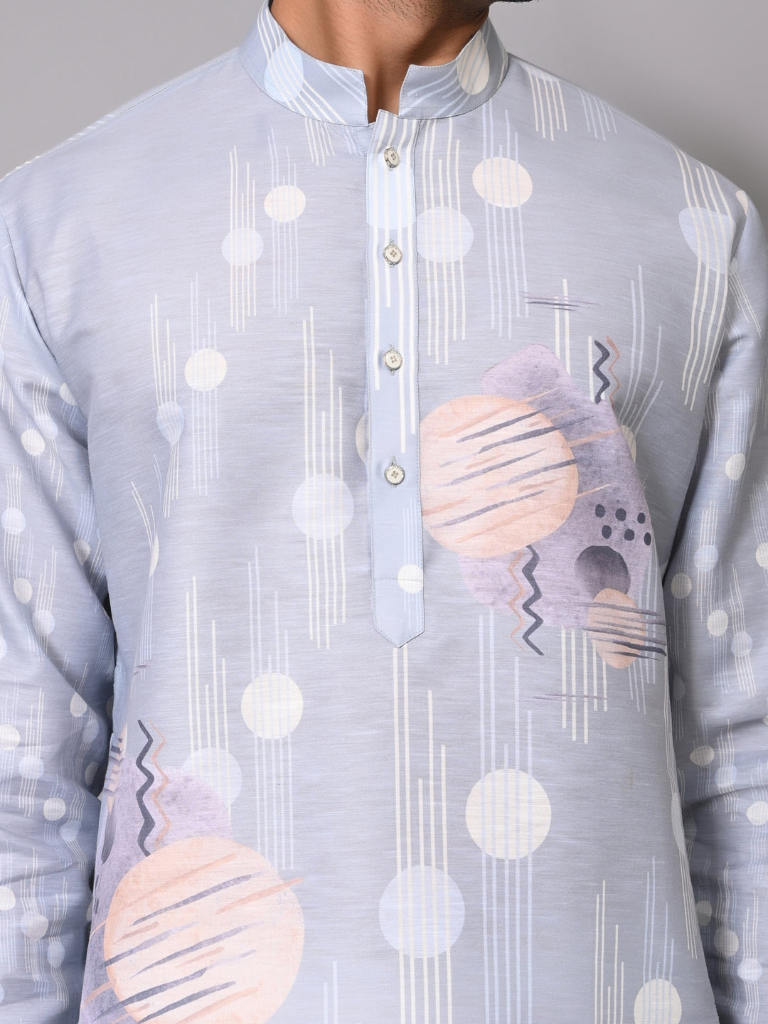 Digital Print Grey Kurta Set - KM40081-10