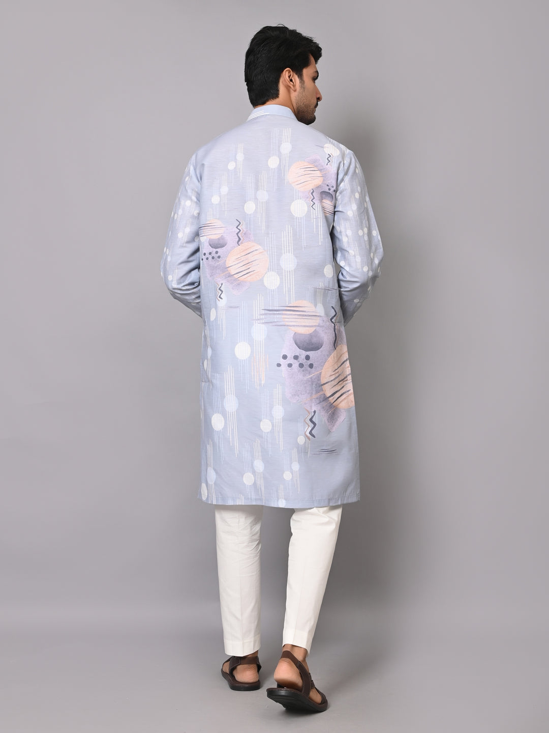 Digital Print Grey Kurta Set - KM40081-10