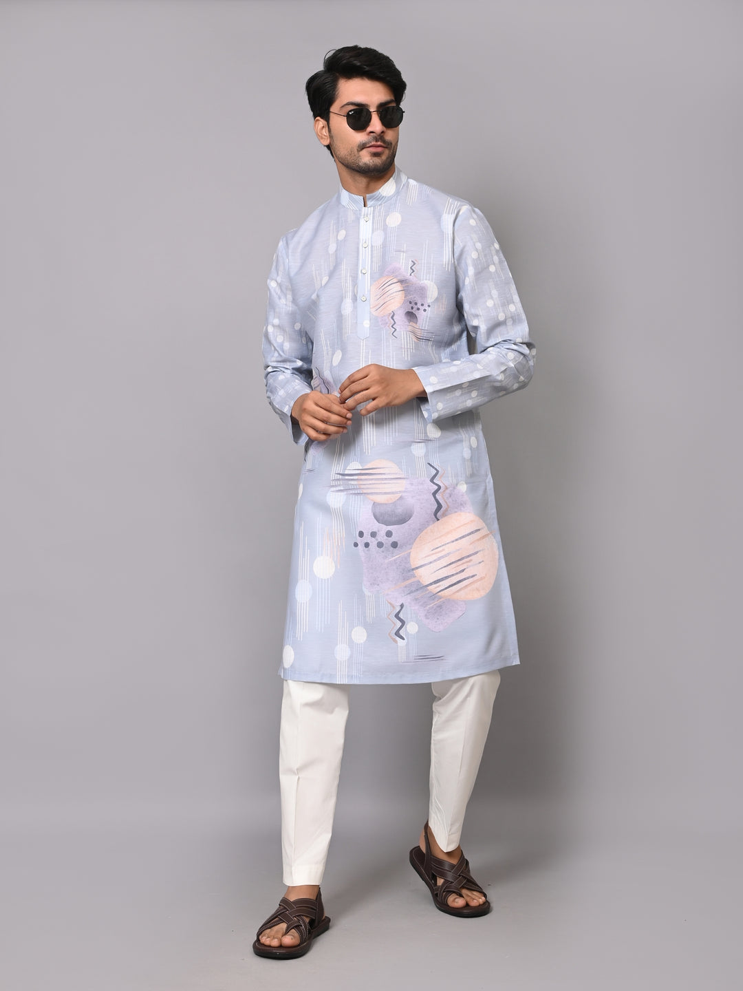 Digital Print Grey Kurta Set - KM40081-10