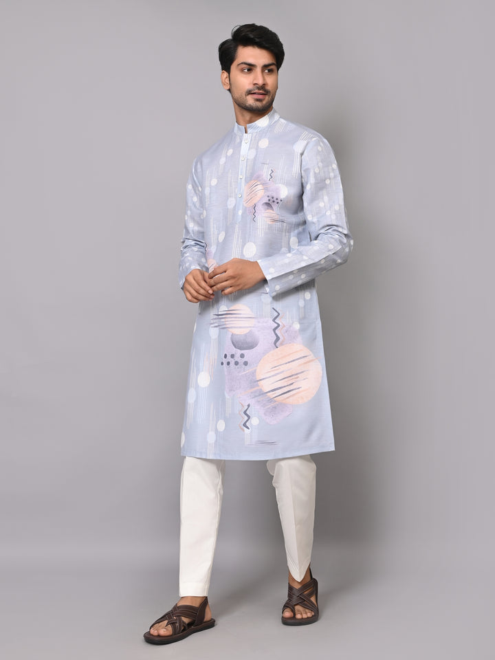 Digital Print Grey Kurta Set - KM40081-10