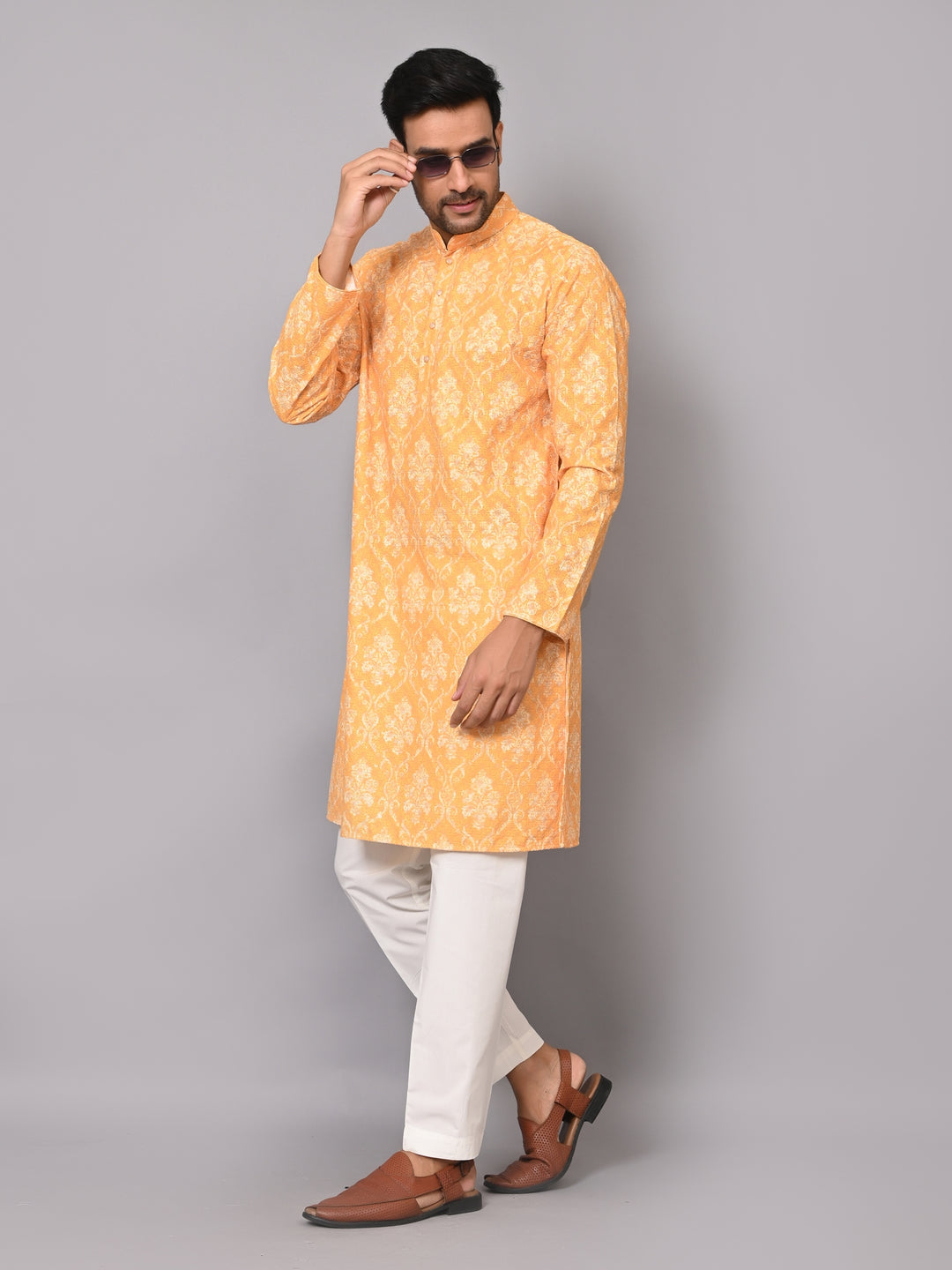 Ethnic Motifs Mustard Kurta Set - KM40034-33