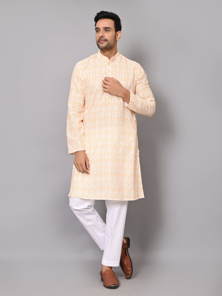 Checked Mustard Kurta Set - KM40034-32