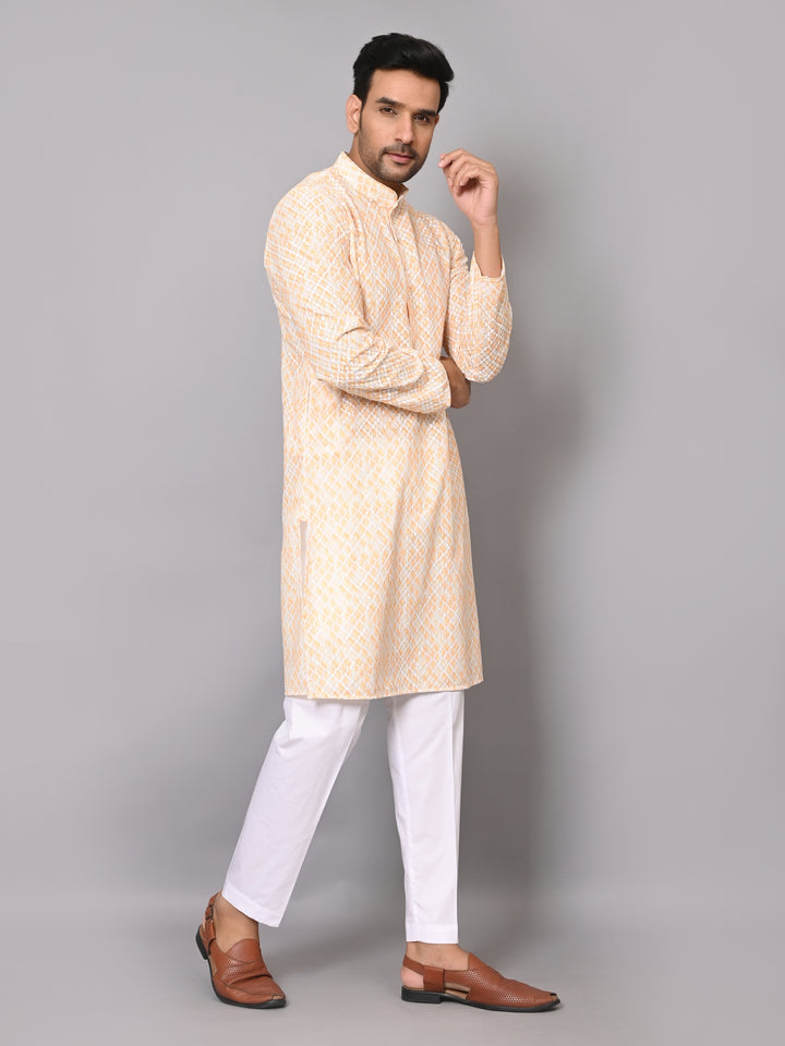 Checked Mustard Kurta Set - KM40034-32