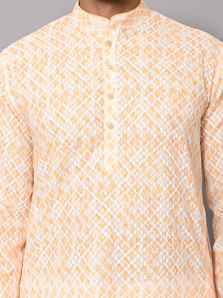 Checked Mustard Kurta Set - KM40034-32
