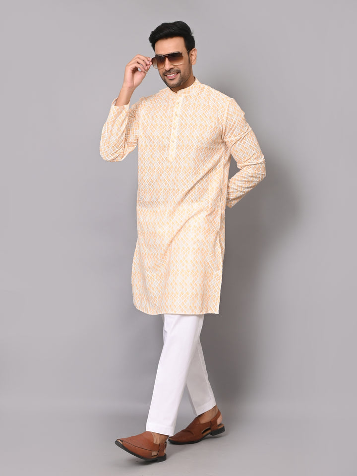 Checked Mustard Kurta Set - KM40034-32