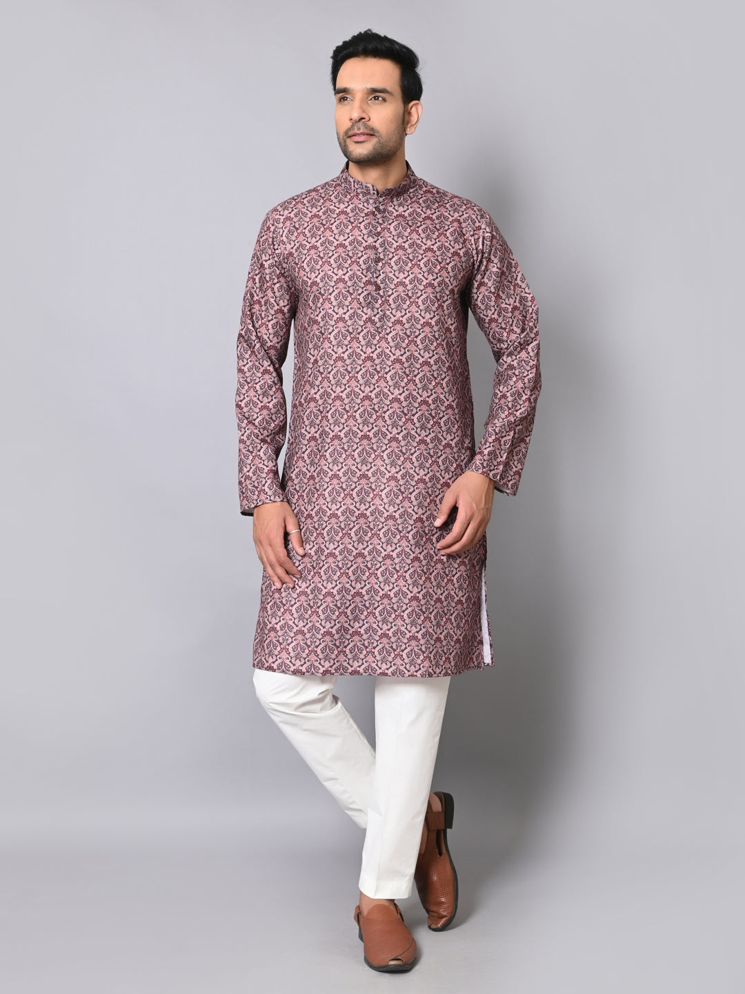 Ethnic Motifs Wine Kurta Set - KM40786-6975B