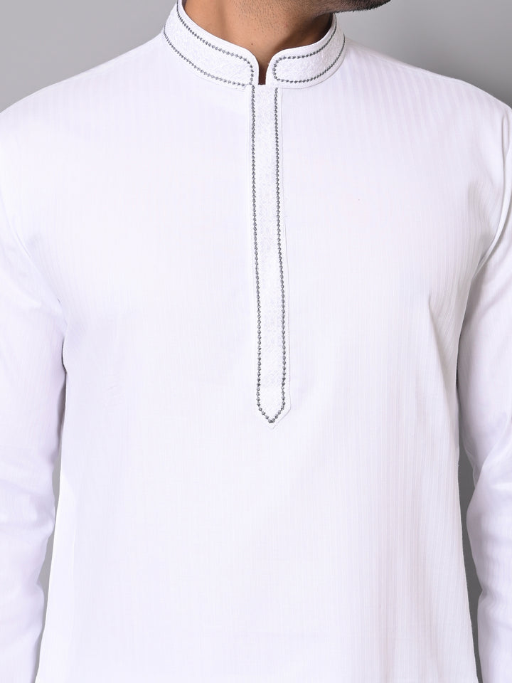 Striped White Kurta Set - KM40364-9
