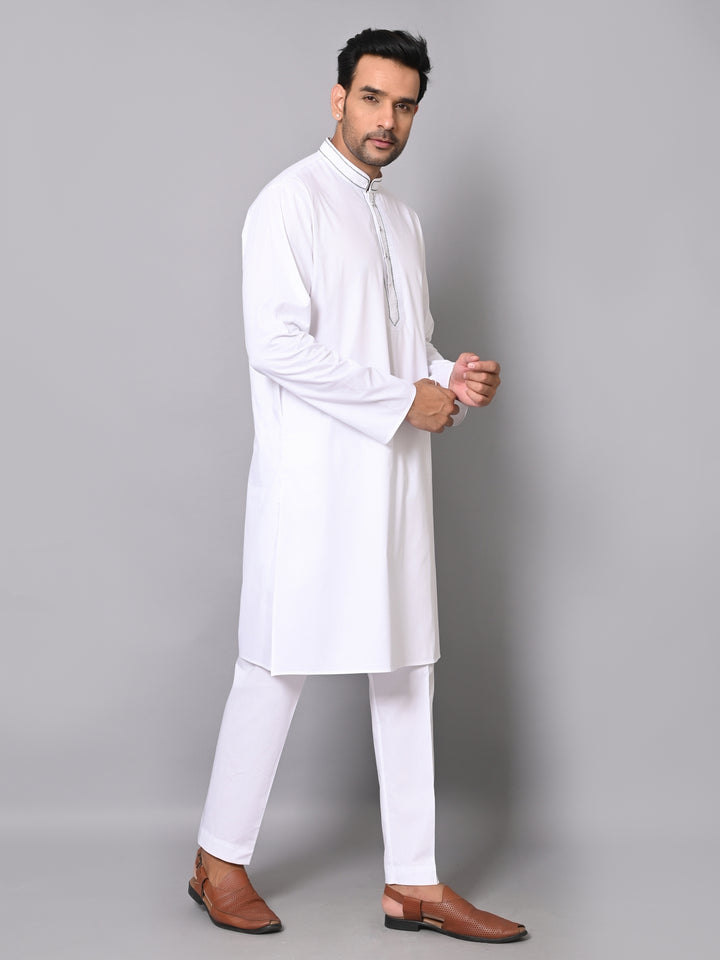 Solid White Kurta Set - KM40363-35