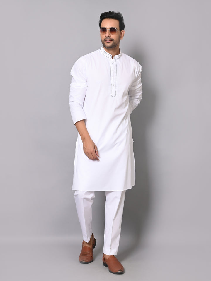 Solid White Kurta Set - KM40363-35