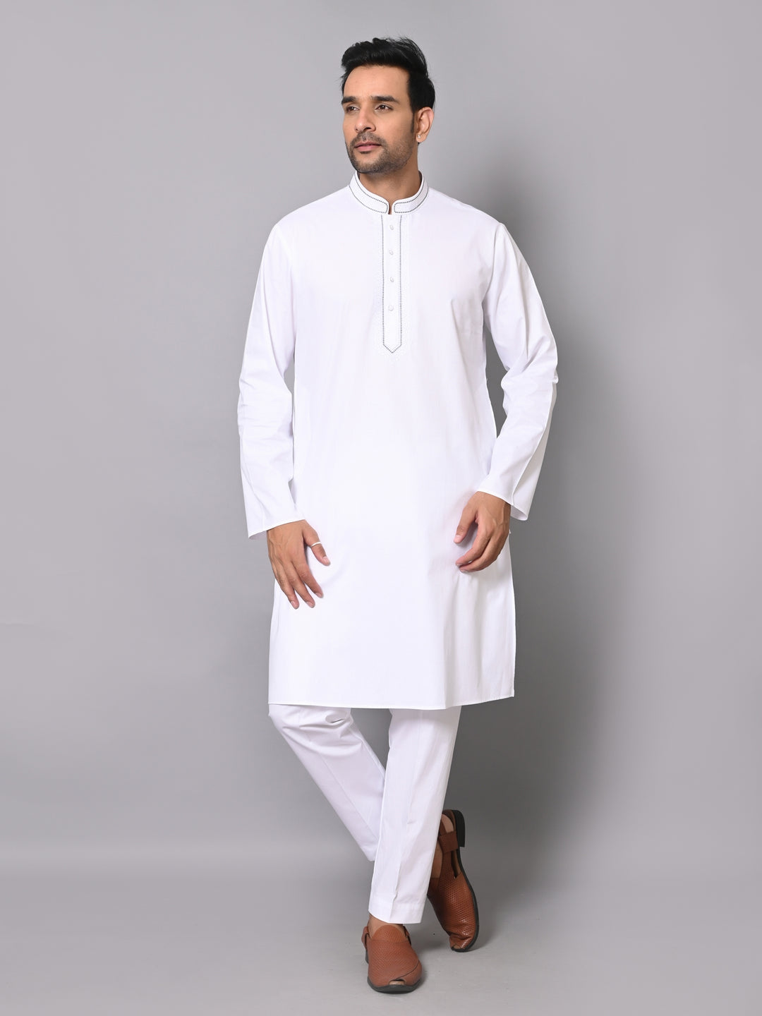 Solid White Kurta Set - KM40363-35