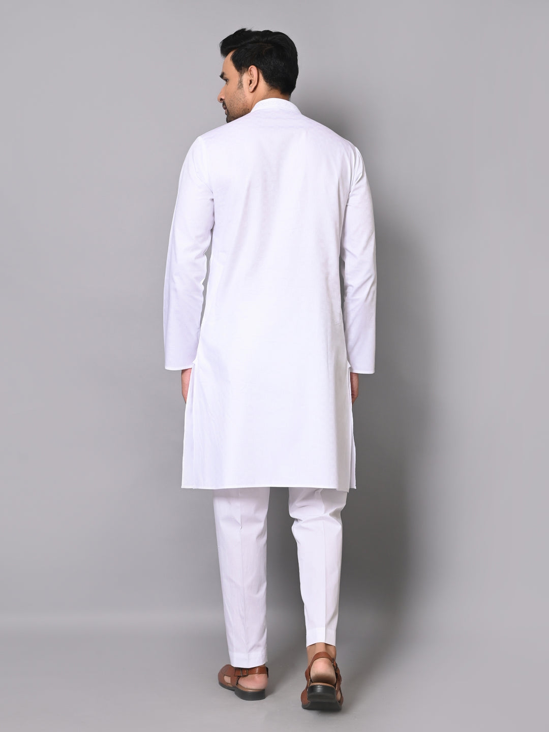 Solid White Kurta Set - KM40363-9