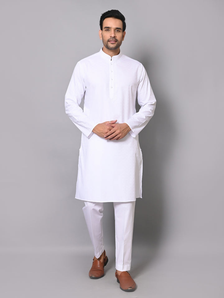 Solid White Kurta Set - KM40363-9