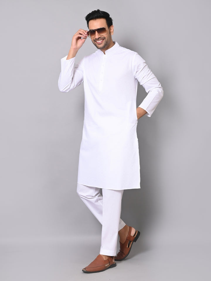 Solid White Kurta Set - KM40363-9