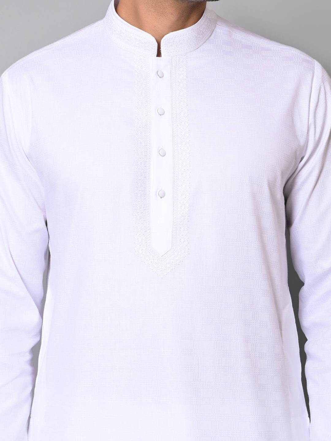 Solid White Kurta Set - KM40363-9