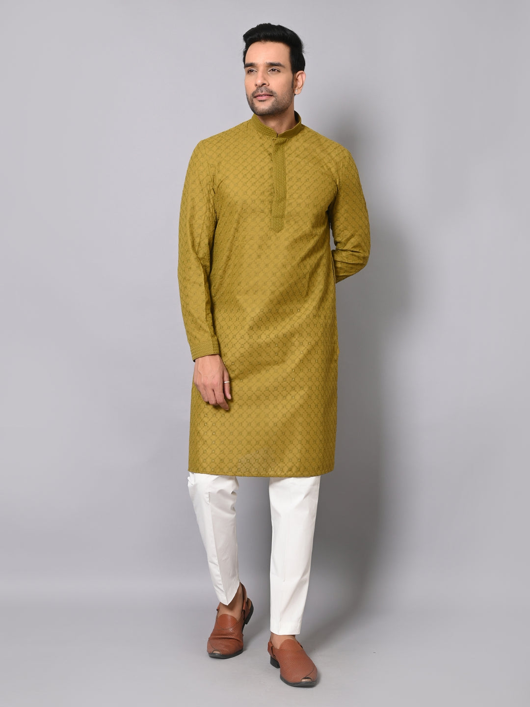 Chikan Green Kurta Set - KM32441-GR102