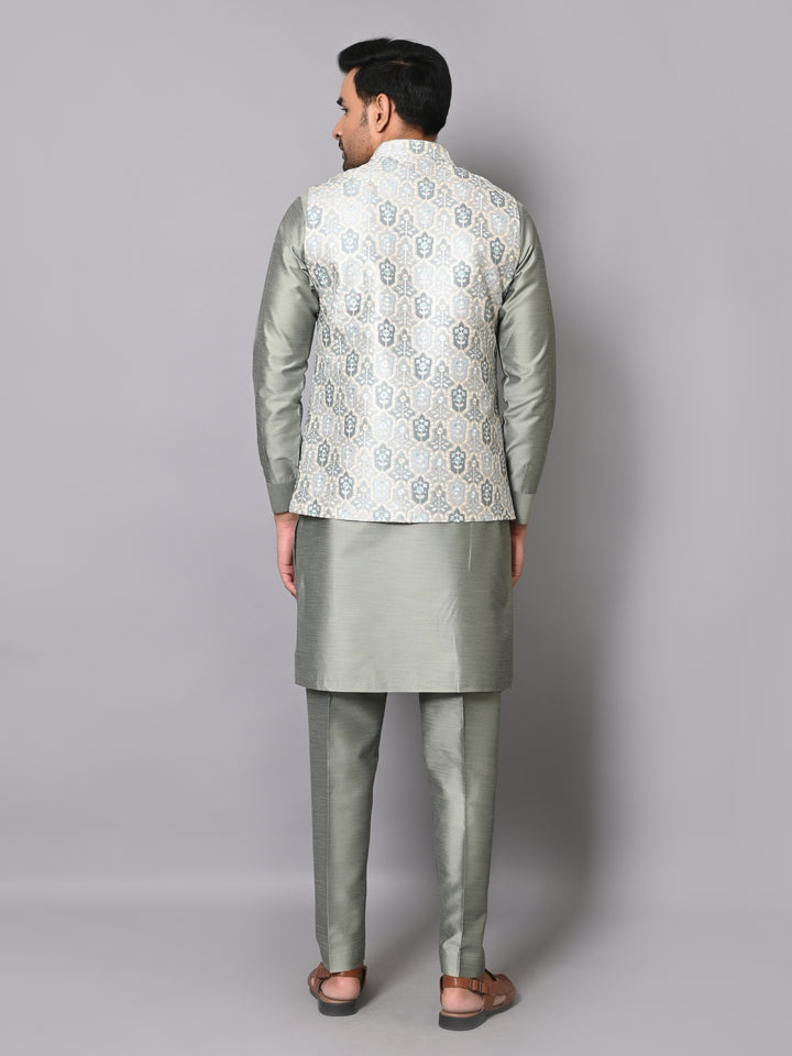 Floral Green Jacket Kurta Set - K2711-77C