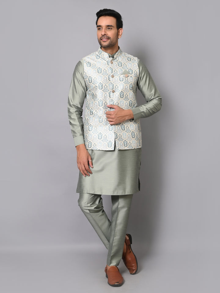 Floral Green Jacket Kurta Set - K2711-77C