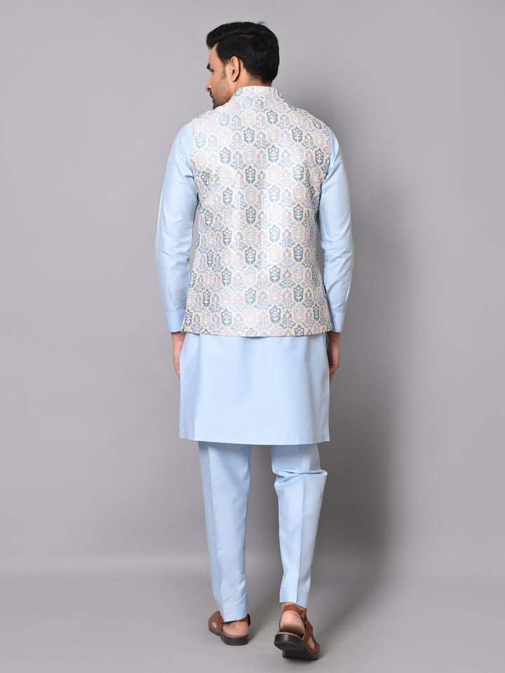 Floral Blue Jacket Kurta Set - K2711-77F