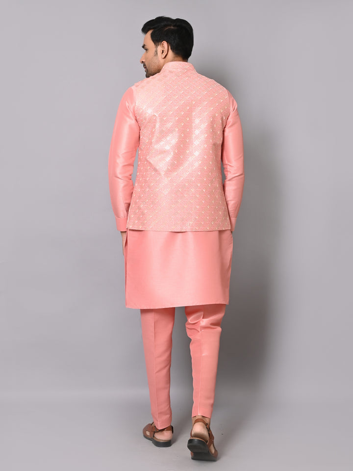 Ethnic Motifs Peach Jacket Kurta Set - K2704-44