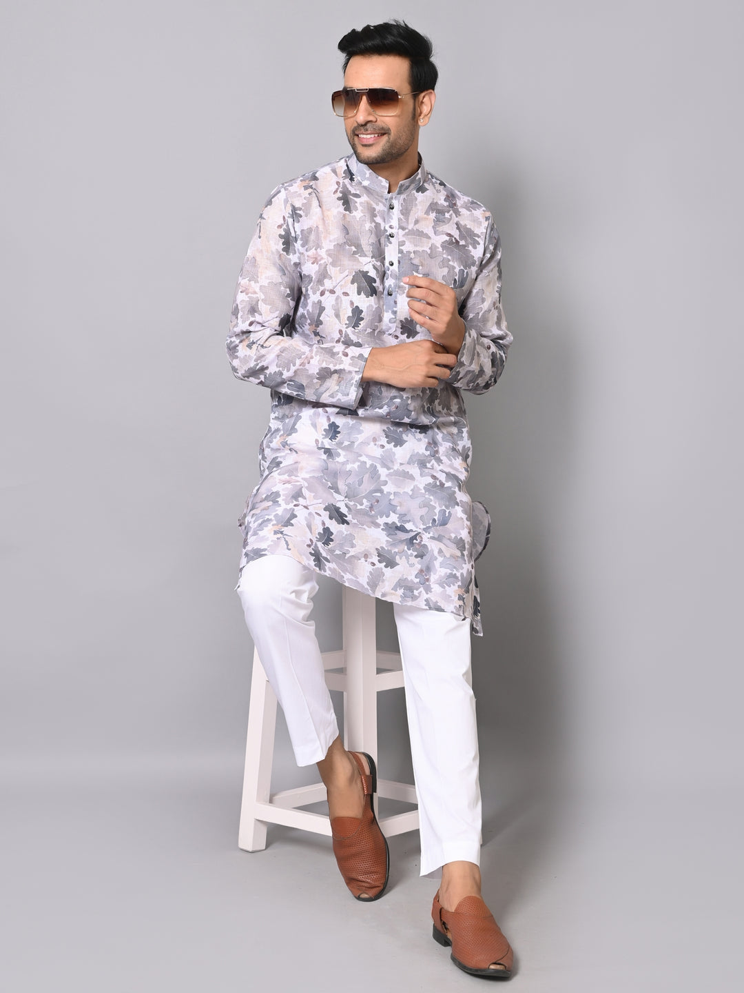 Floral Grey Kurta Set - KM39991-18