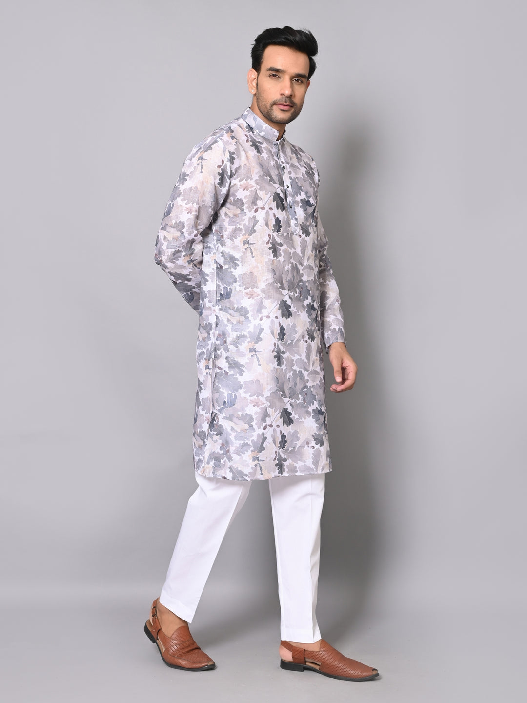 Floral Grey Kurta Set - KM39991-18